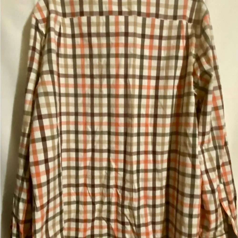 Men’s George Orange and Brown Plaid Button-Down Shirt - Picture 7 of 8